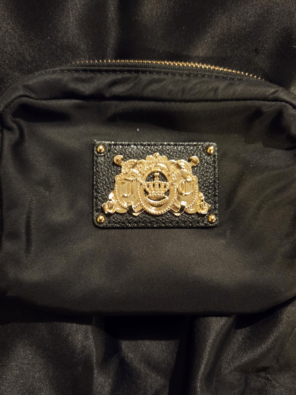 Juicy Couture Black Cosmetic Bag with Gold Crest Plaque